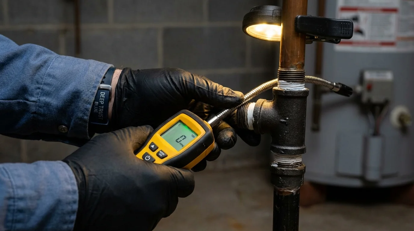 Gas leak detection with electronic sniffer by Johns Plumbing LLC in Rego Park